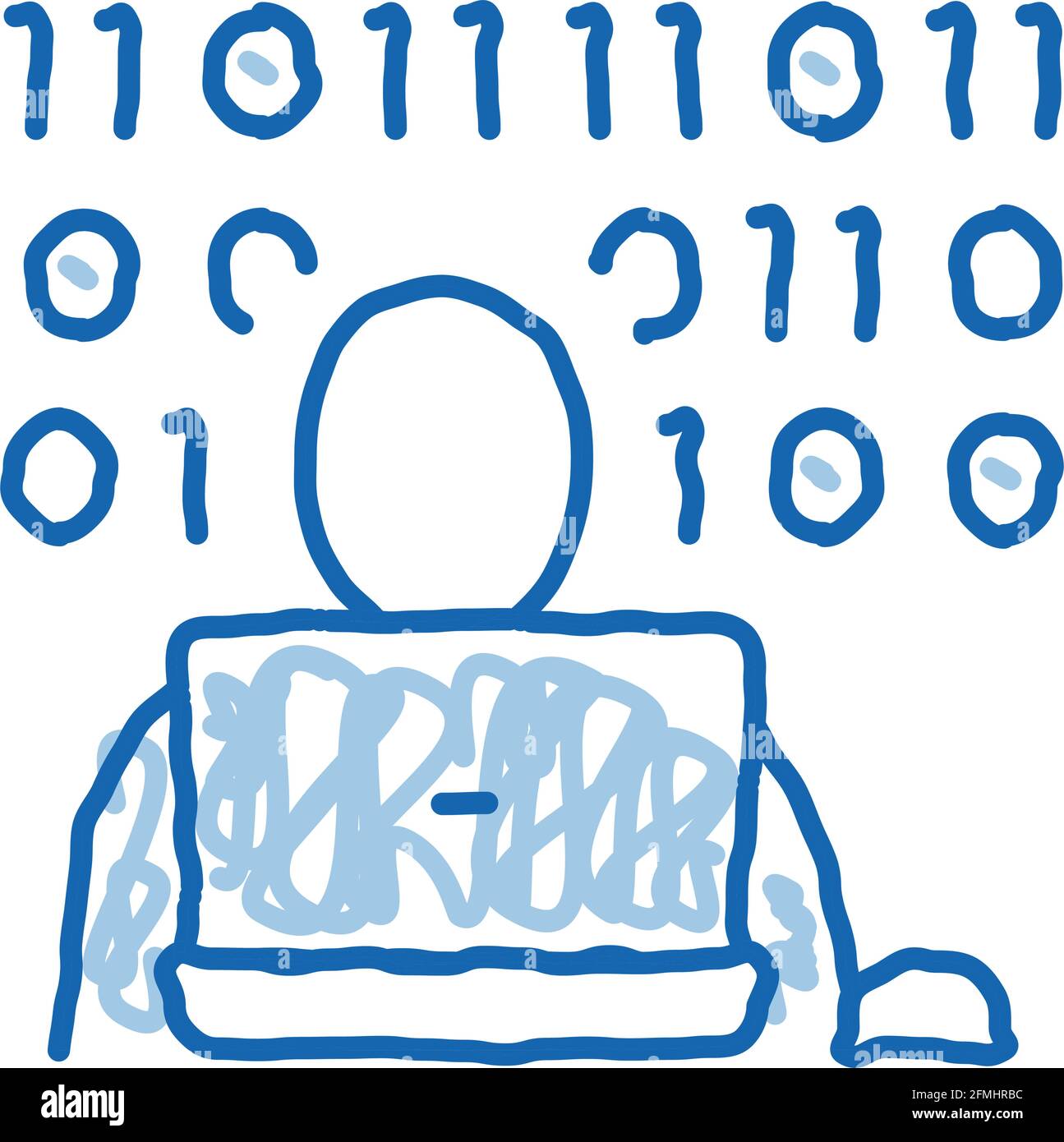 binary code doodle icon hand drawn illustration Stock Vector Image ...