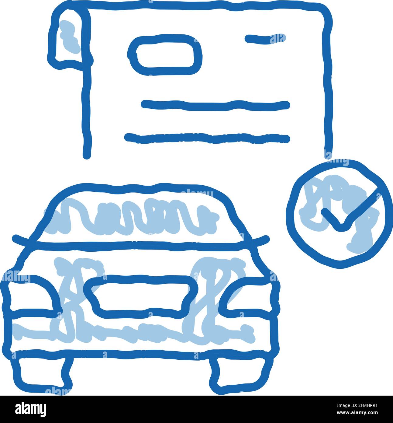 checked documents for car doodle icon hand drawn illustration Stock Vector