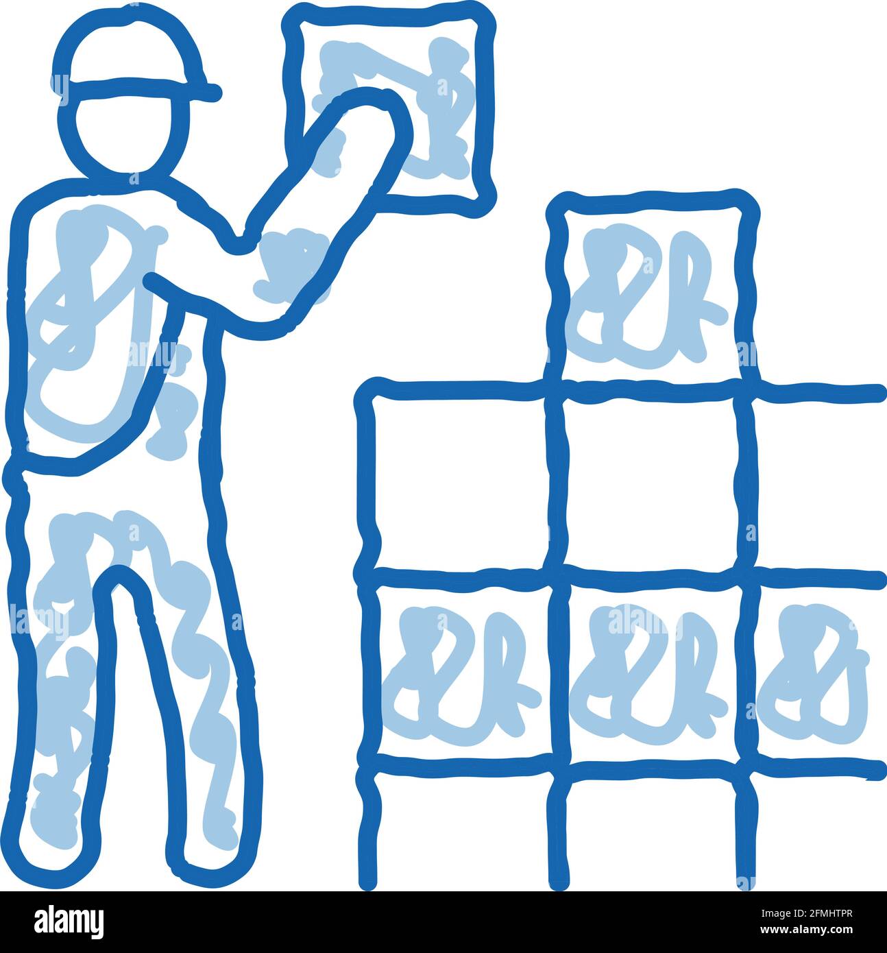 tile stacker doodle icon hand drawn illustration Stock Vector