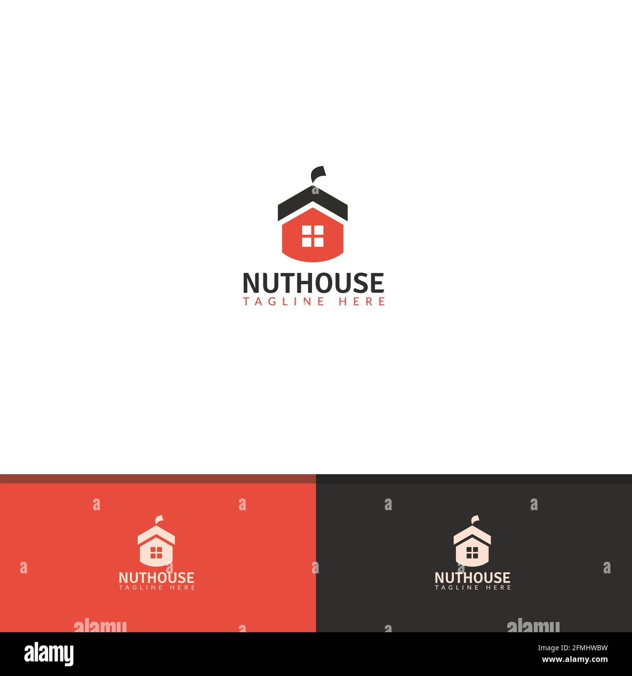 Nut House Logo Vector Design Concept with House, Window and Nut Symbol