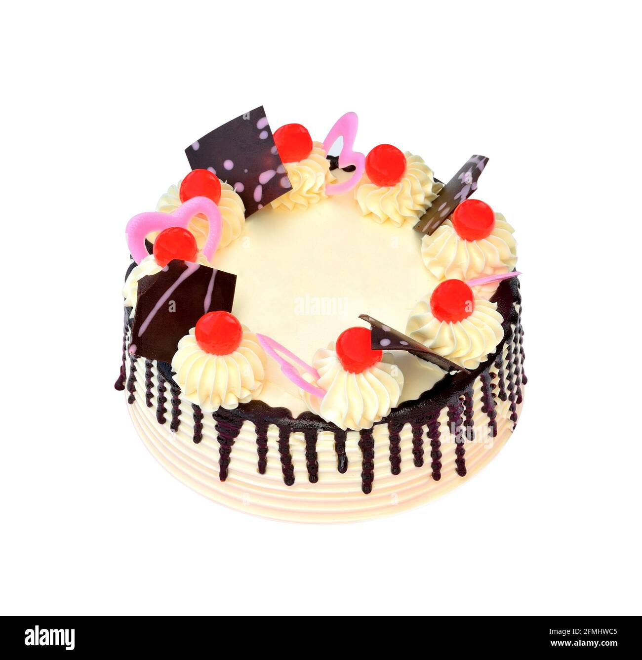 Chocolate cake with plate on white background Stock Photo - Alamy