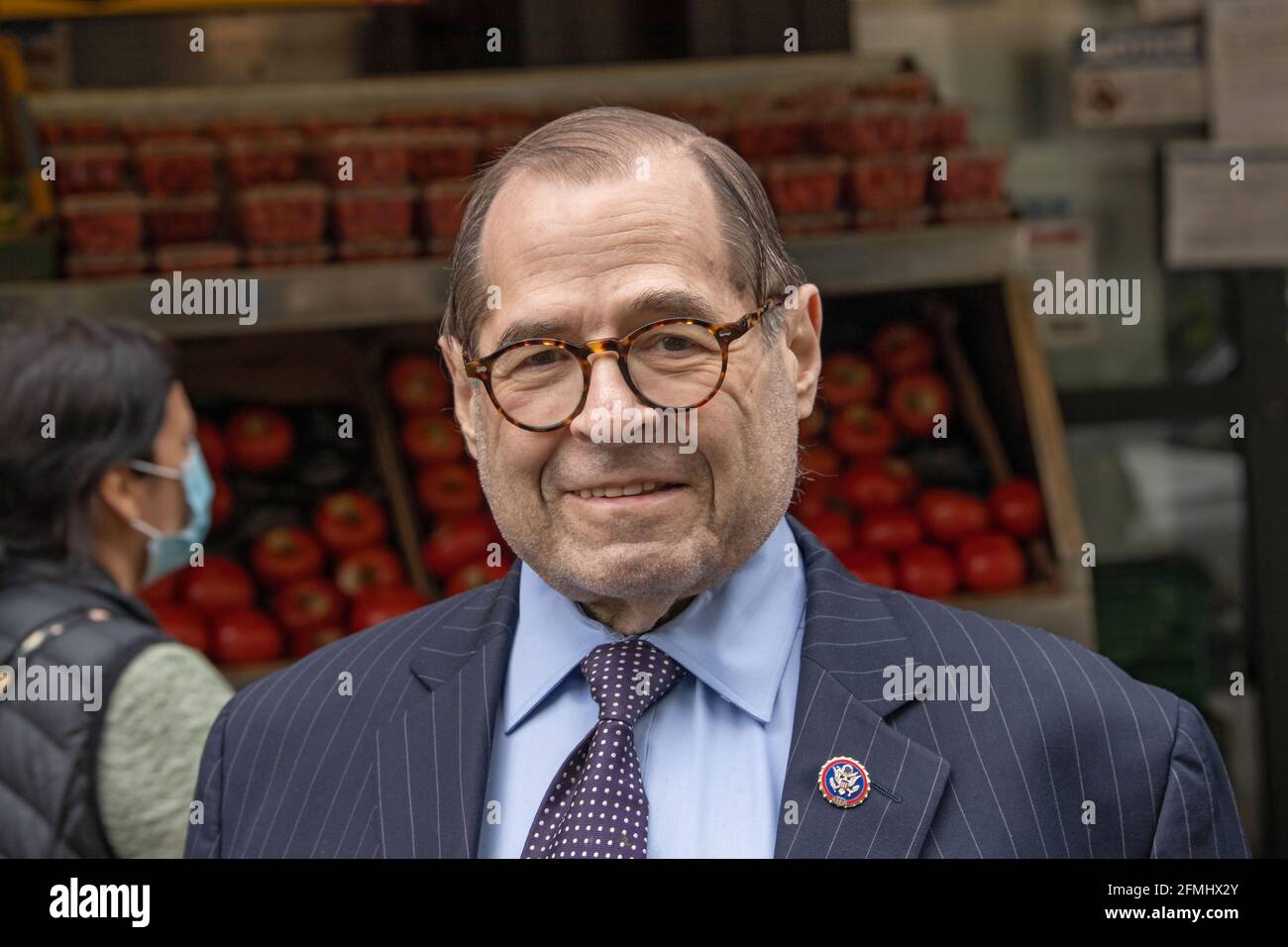 NEW YORK, NY – May 09: Congressmember Jerry Nadler attends Scott Stringer's campaign stop on the Upper West Side in front of Fairway Market on 74 and Broadway on May 9, 2021 in New York City.  Voters will go to the polls for the Primary on June 22. Credit: Ron Adar/Alamy Live News Stock Photo