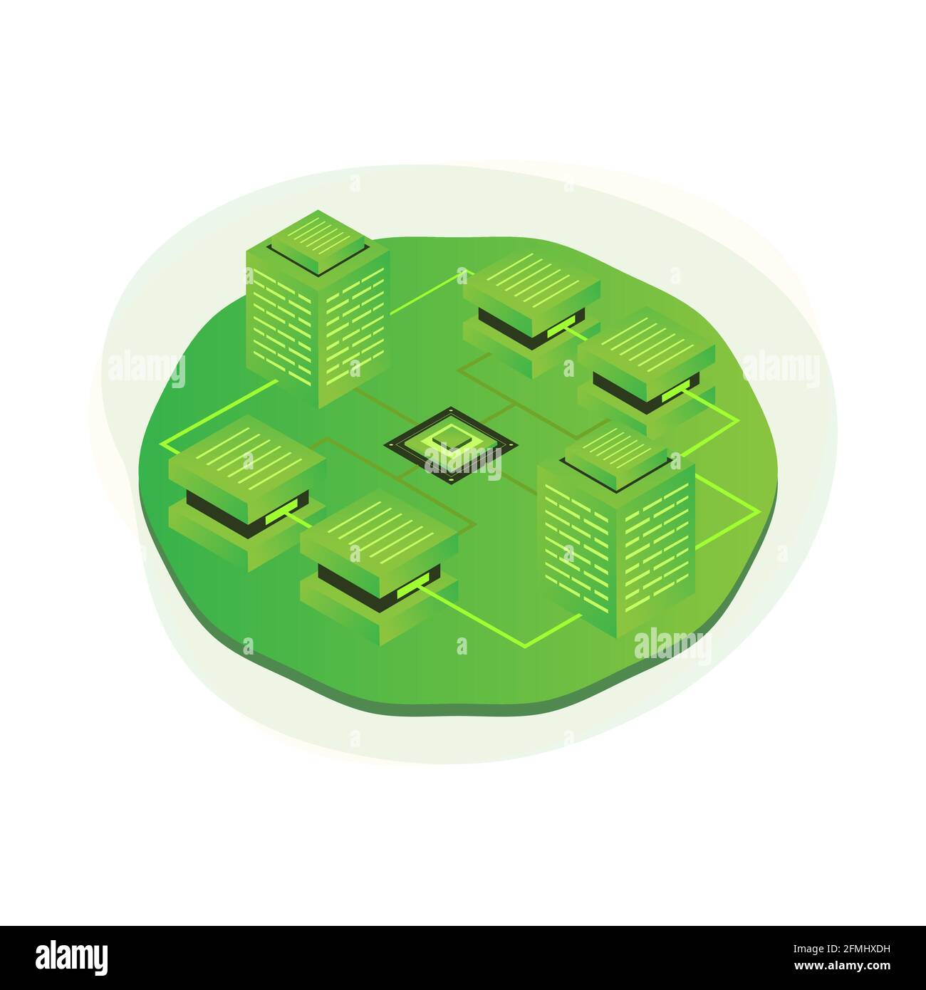 Isometric Decentralized Technology Illustration Gradient Vector Stock Vector