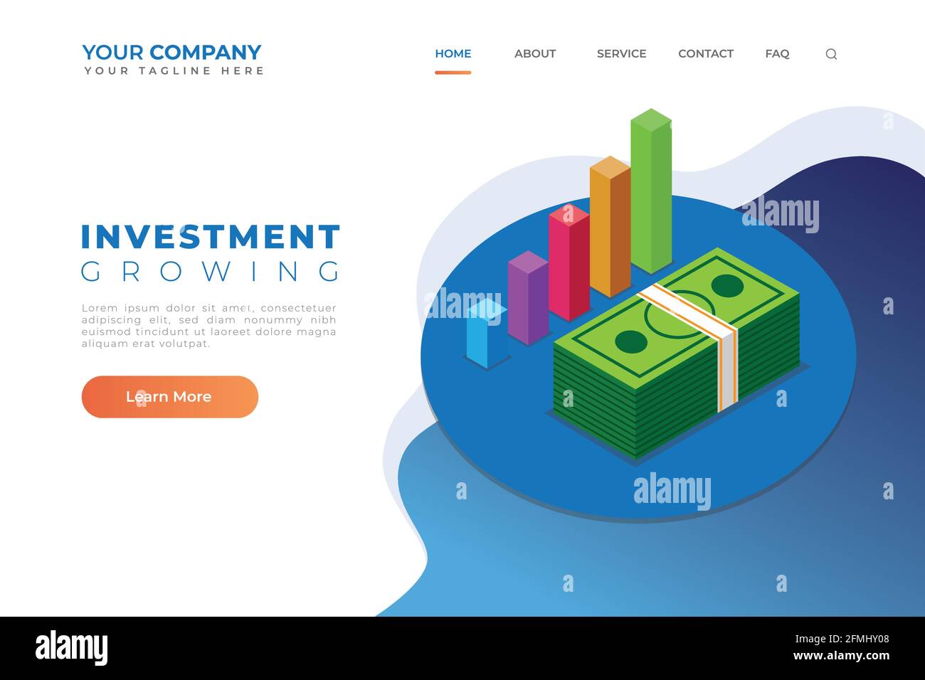 Modern Isometric Investment Web Landing Page Header Vector Stock Vector