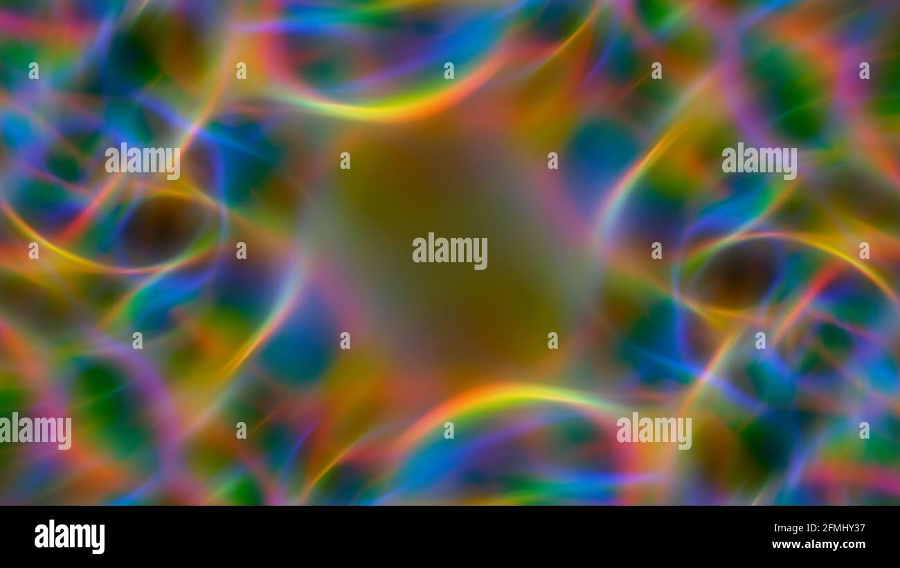 Abstract dark background with glowing neon pattern. Stock Photo