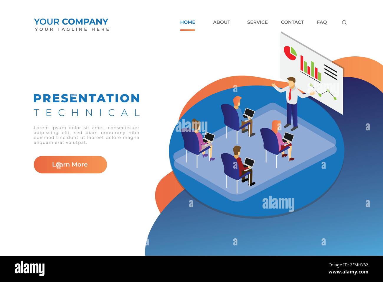 Modern Isometric Presentation Web Landing Page Header Vector Stock Vector