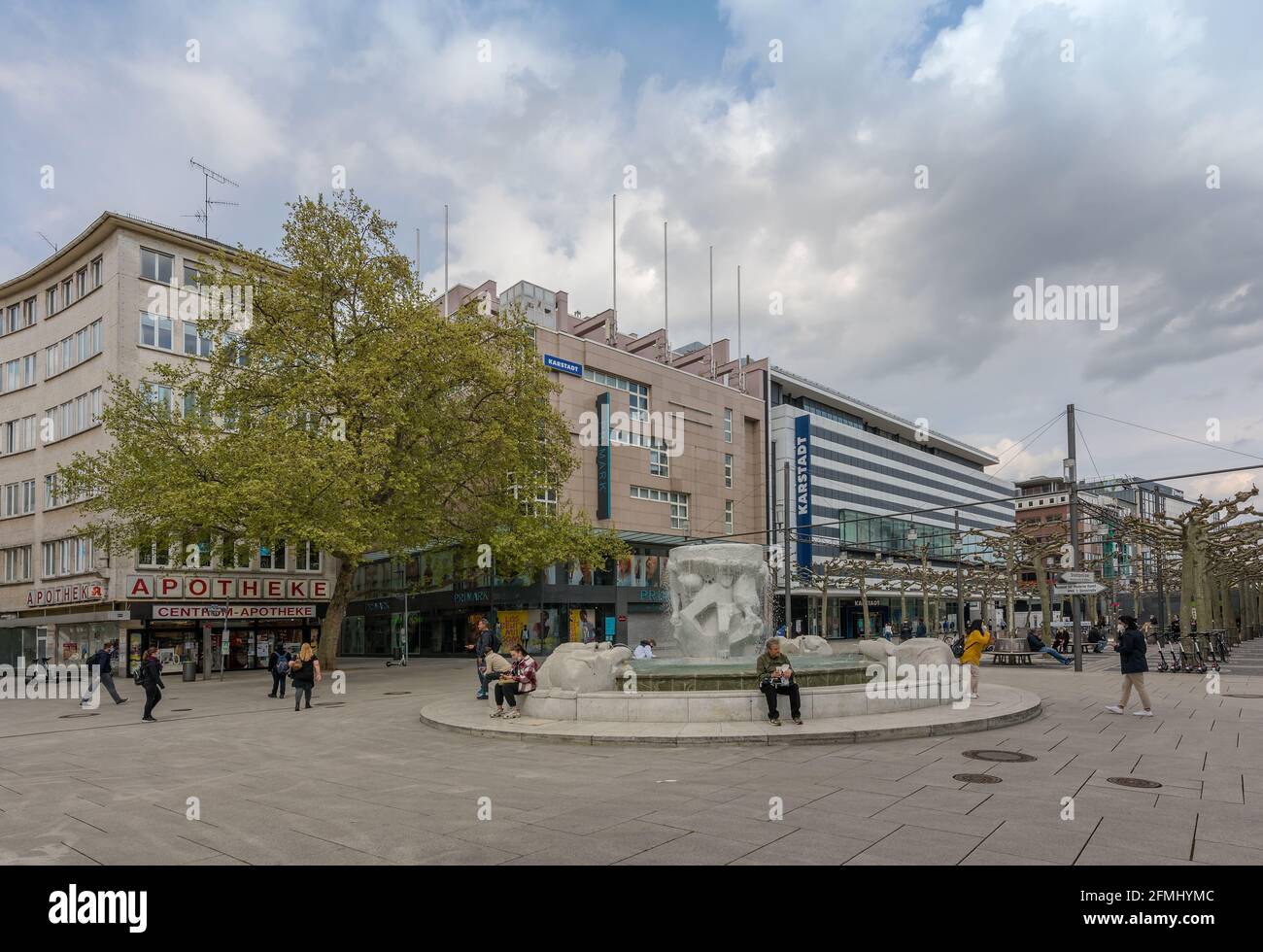 The Brockhaus fountain in the shopping street Zeil, Frankfurt am Main, Germany Stock Photo