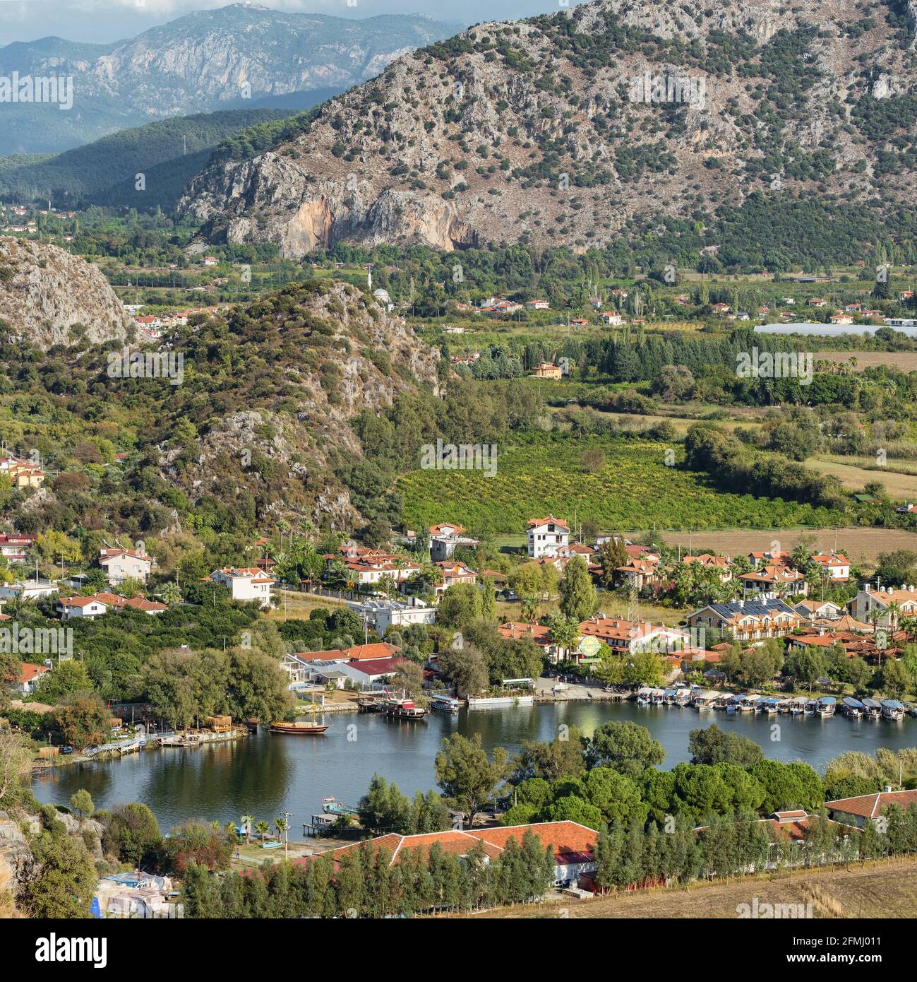 Dalyan town top view in Mugla region, Turkey Stock Photo