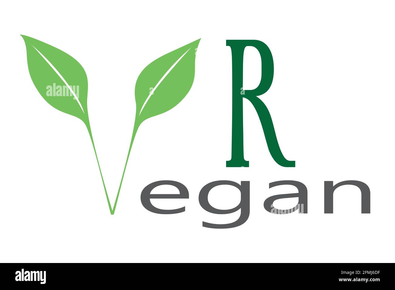 Vegan logo template design. Green leaf icon with text on white ...