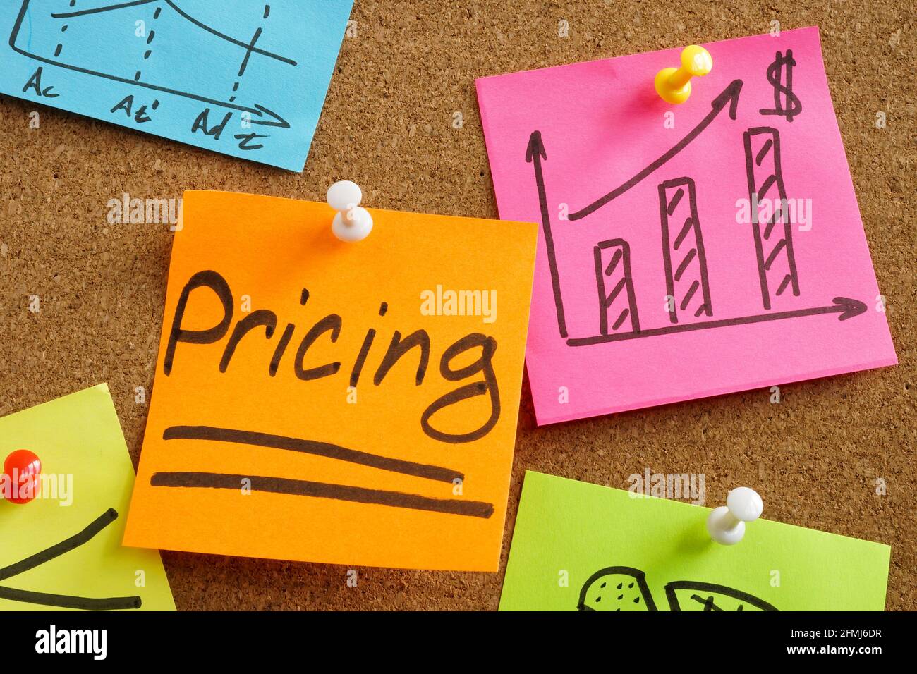 Word Pricing about strategy and planning and memo sticks. Stock Photo
