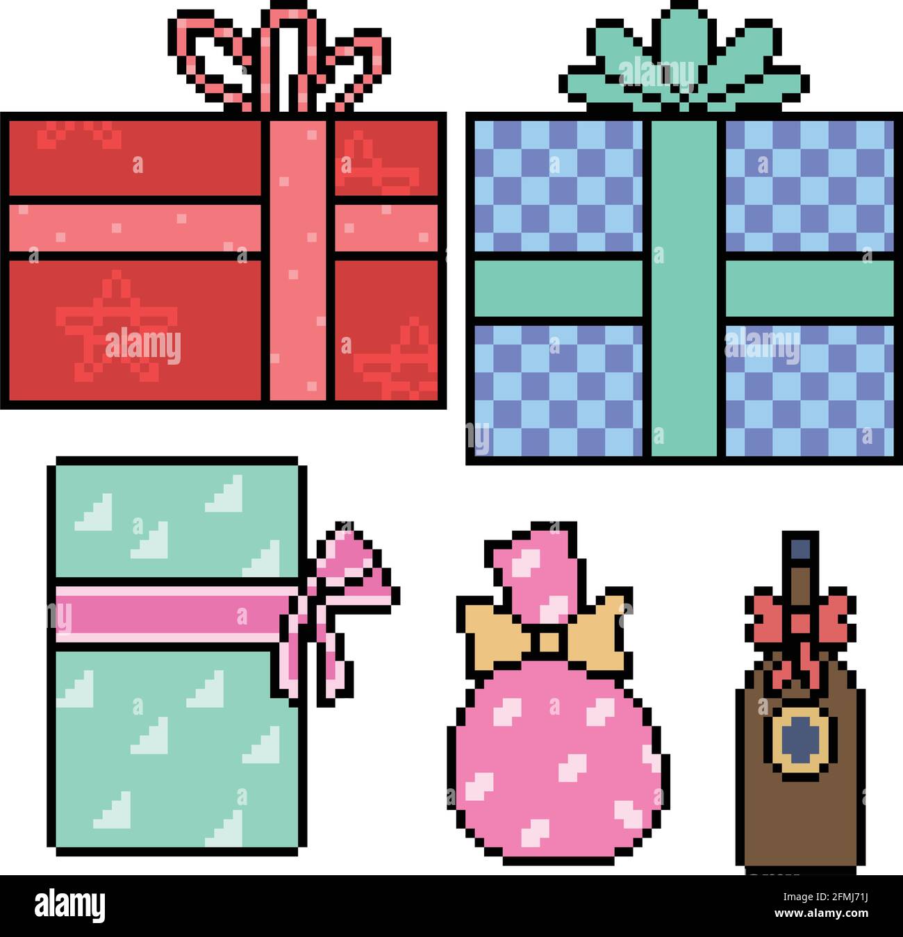Pixel Art Of Present Gift Box Stock Vector Image Art Alamy