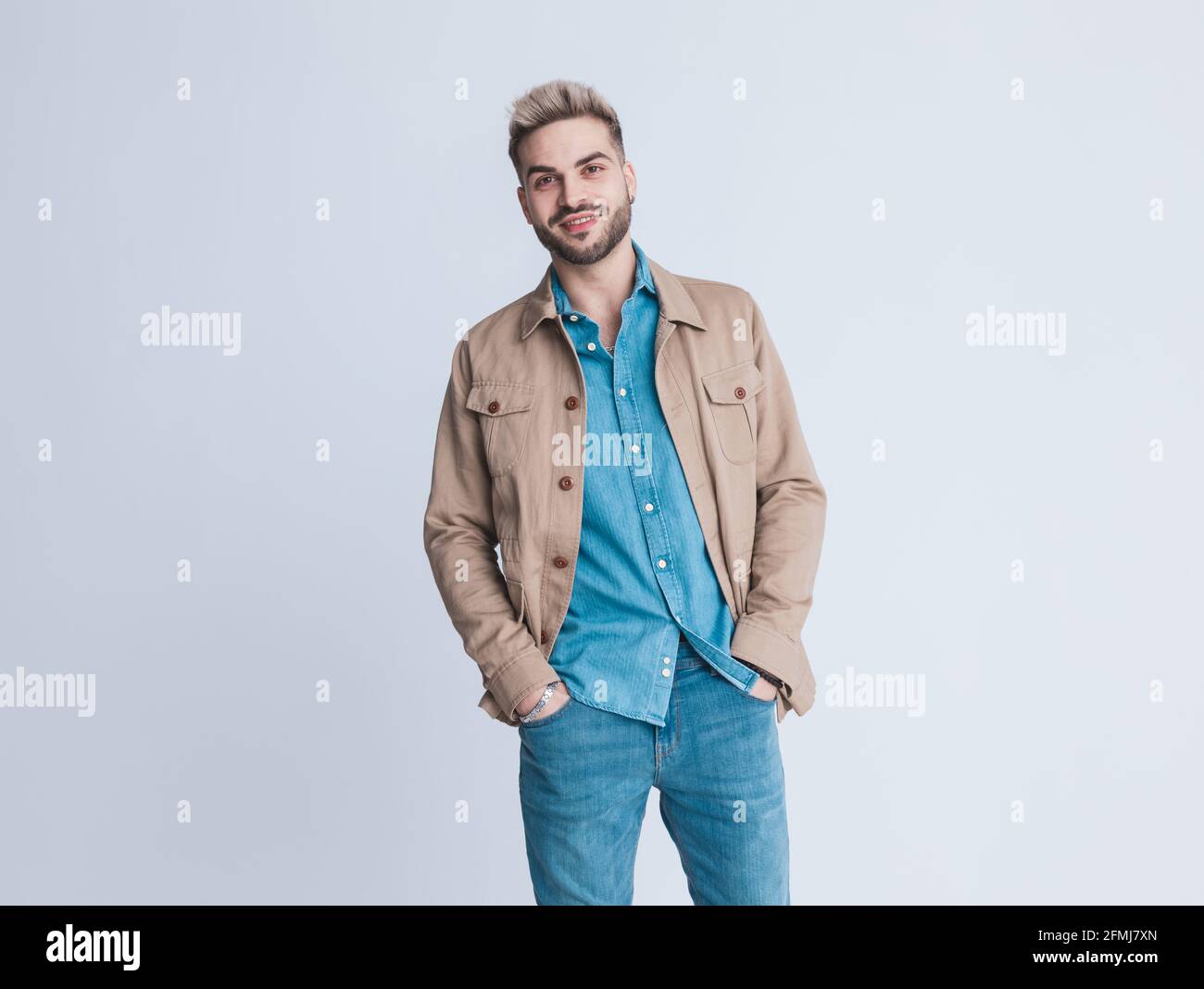Beige jacket denim hi-res stock 