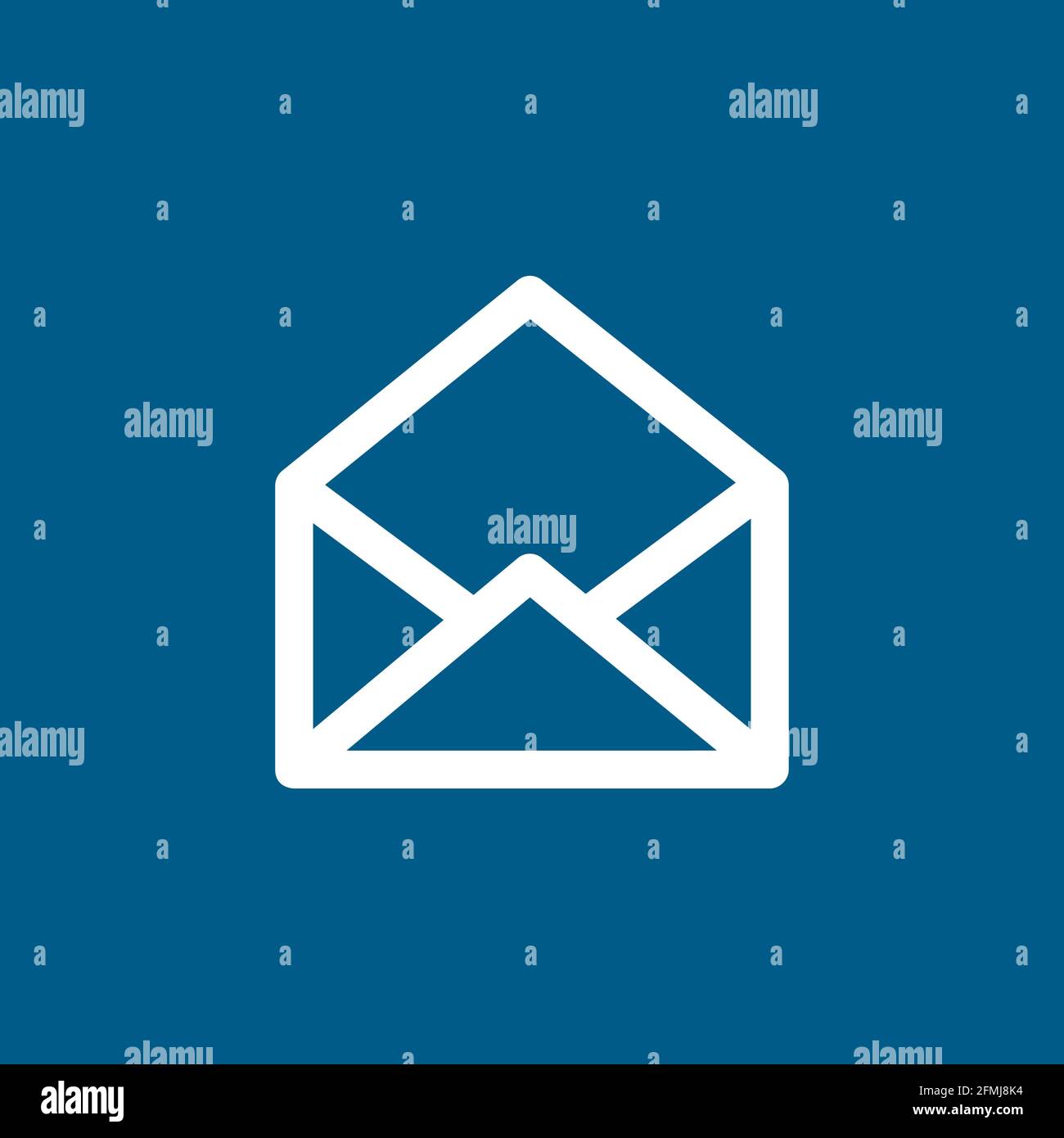 Open E-mail Line Icon On Blue Background. Blue Flat Style Vector Illustration. Stock Vector