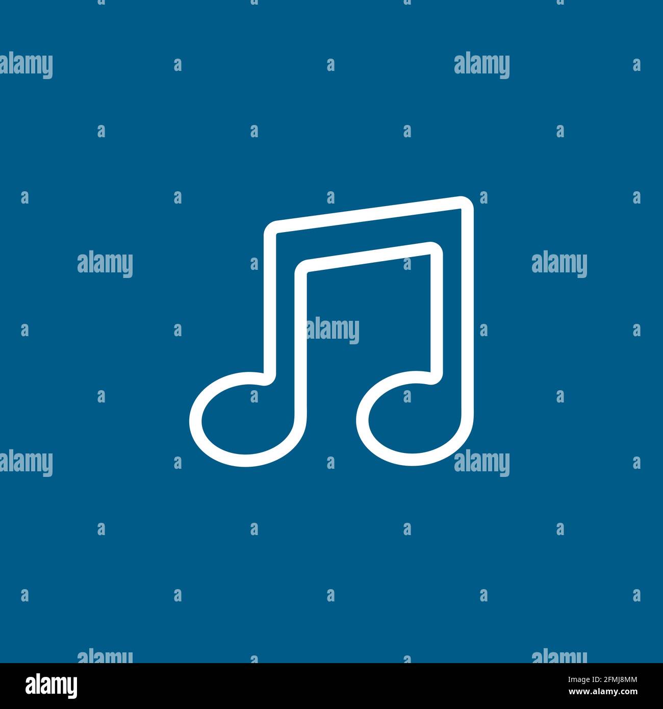 Music Note Line Icon On Blue Background. Blue Flat Style Vector ...