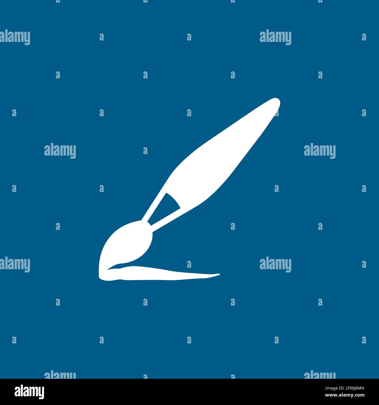 Paintbrush Icon On Blue Background. Blue Flat Style Vector Illustration. Stock Vector