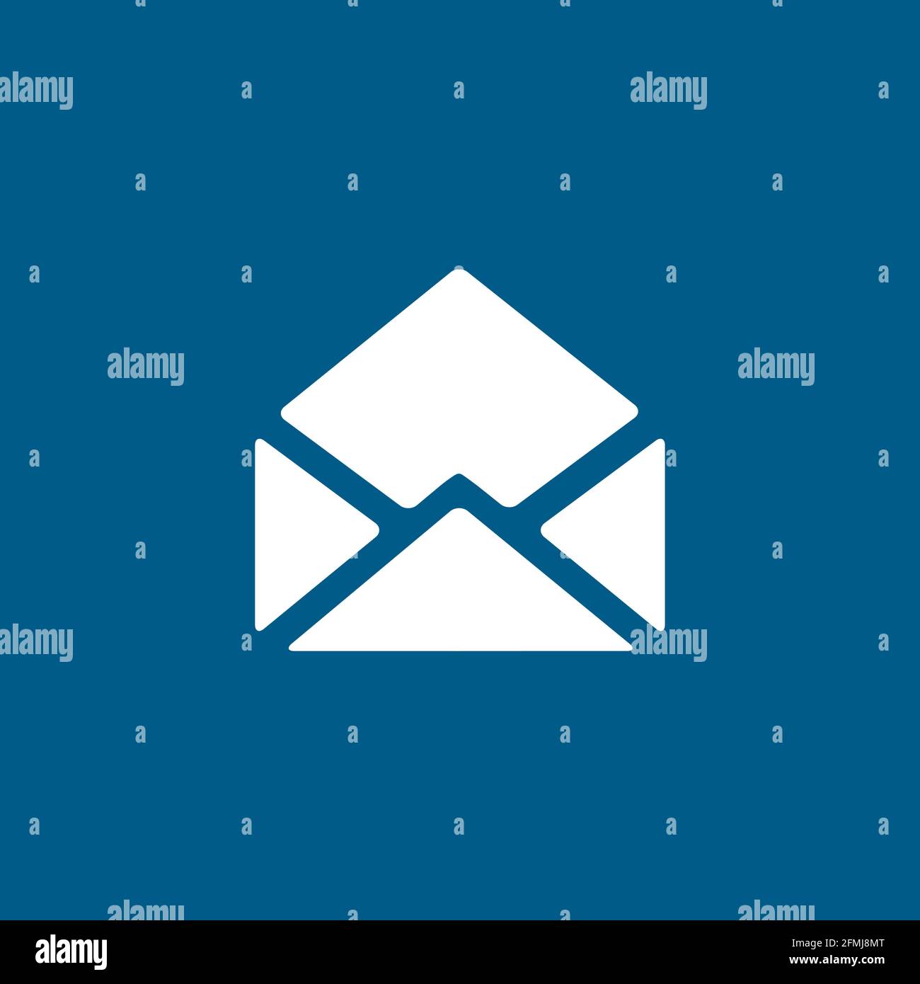 Open E-mail Icon On Blue Background. Blue Flat Style Vector Illustration. Stock Vector
