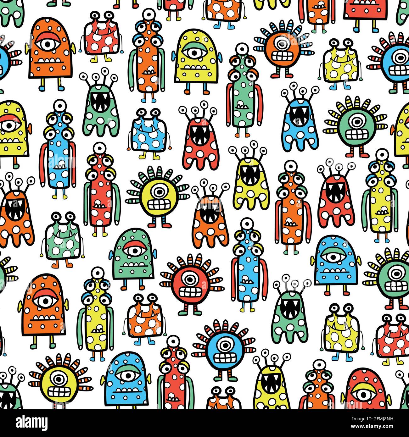 Seamless pattern cute monsters and aliens. Funny Childrens repeating ...