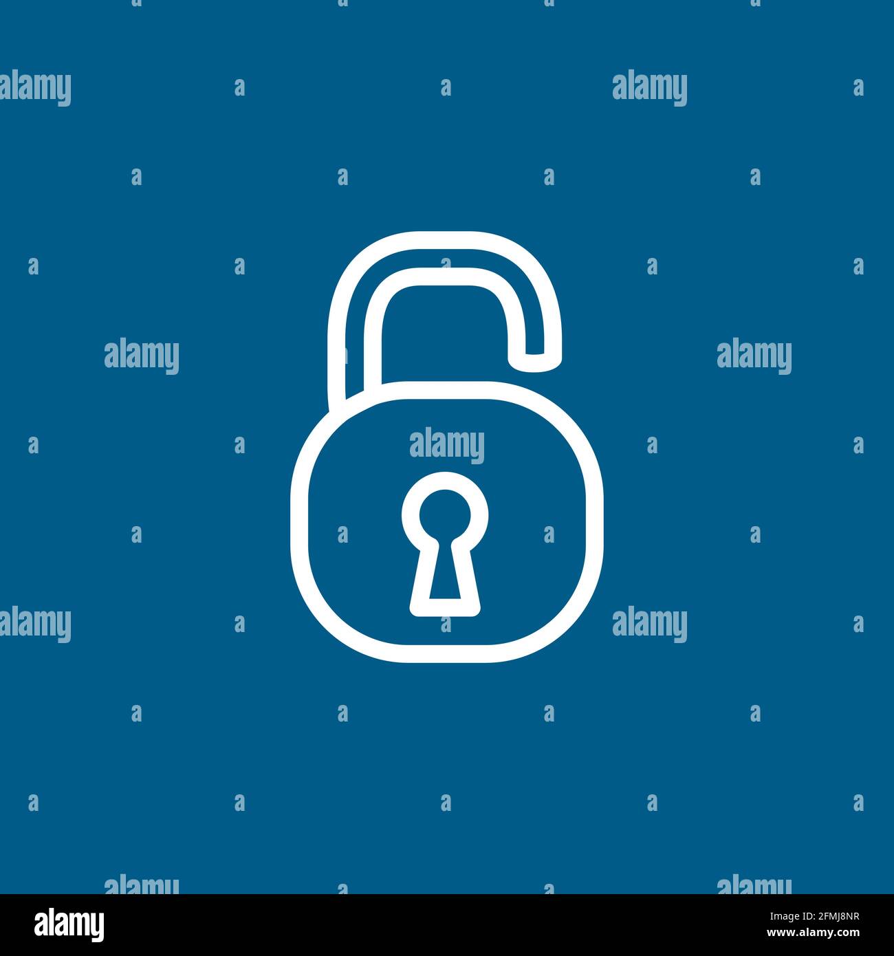 Open Lock Line Icon On Blue Background. Blue Flat Style Vector Illustration. Stock Vector