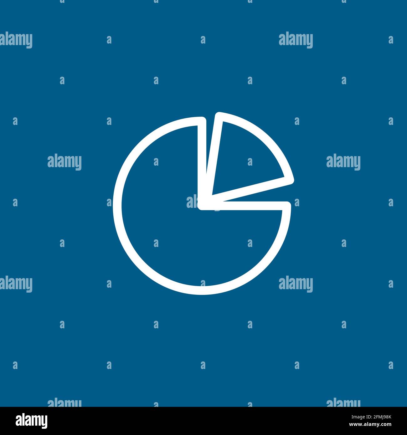 Pie Chart Line Icon On Blue Background. Blue Flat Style Vector ...