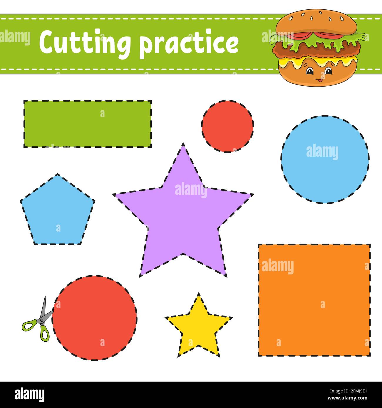 Cutting practice for kids. Education developing worksheet. Activity ...