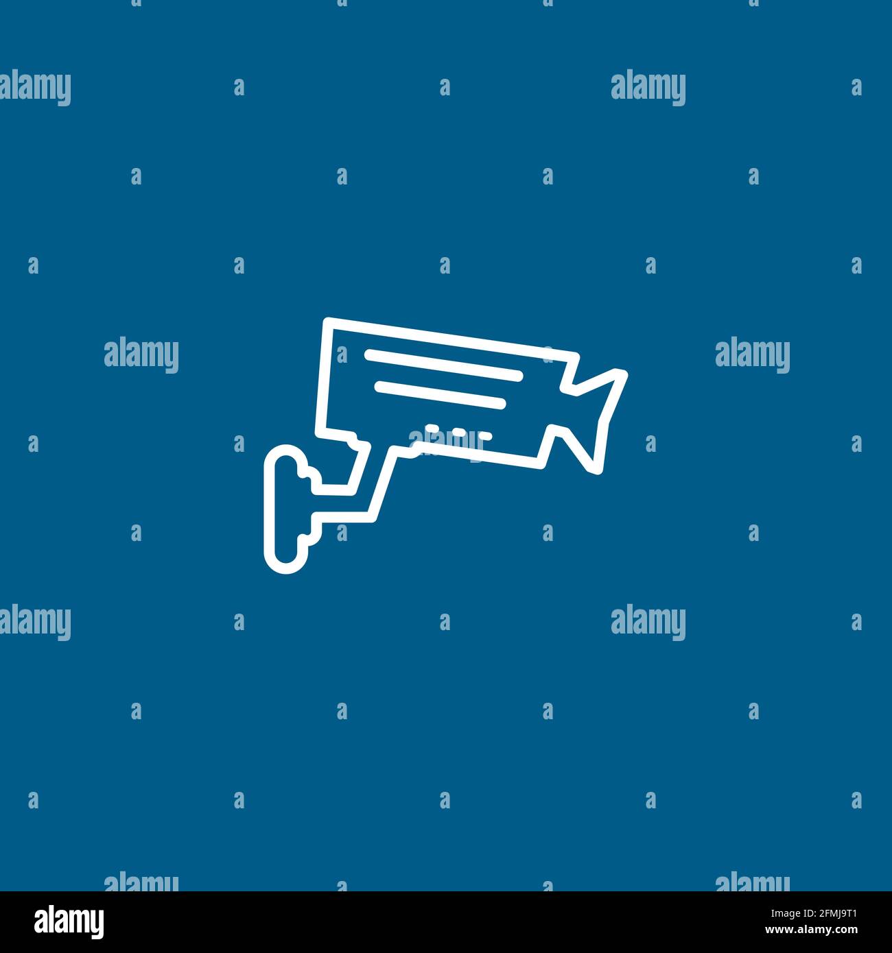 Security Camera Line Icon On Blue Background. Blue Flat Style Vector ...