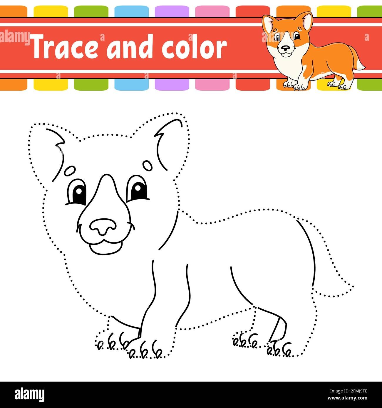Pencil Trace Color Preschool Worksheet Trace Stock Vector (Royalty