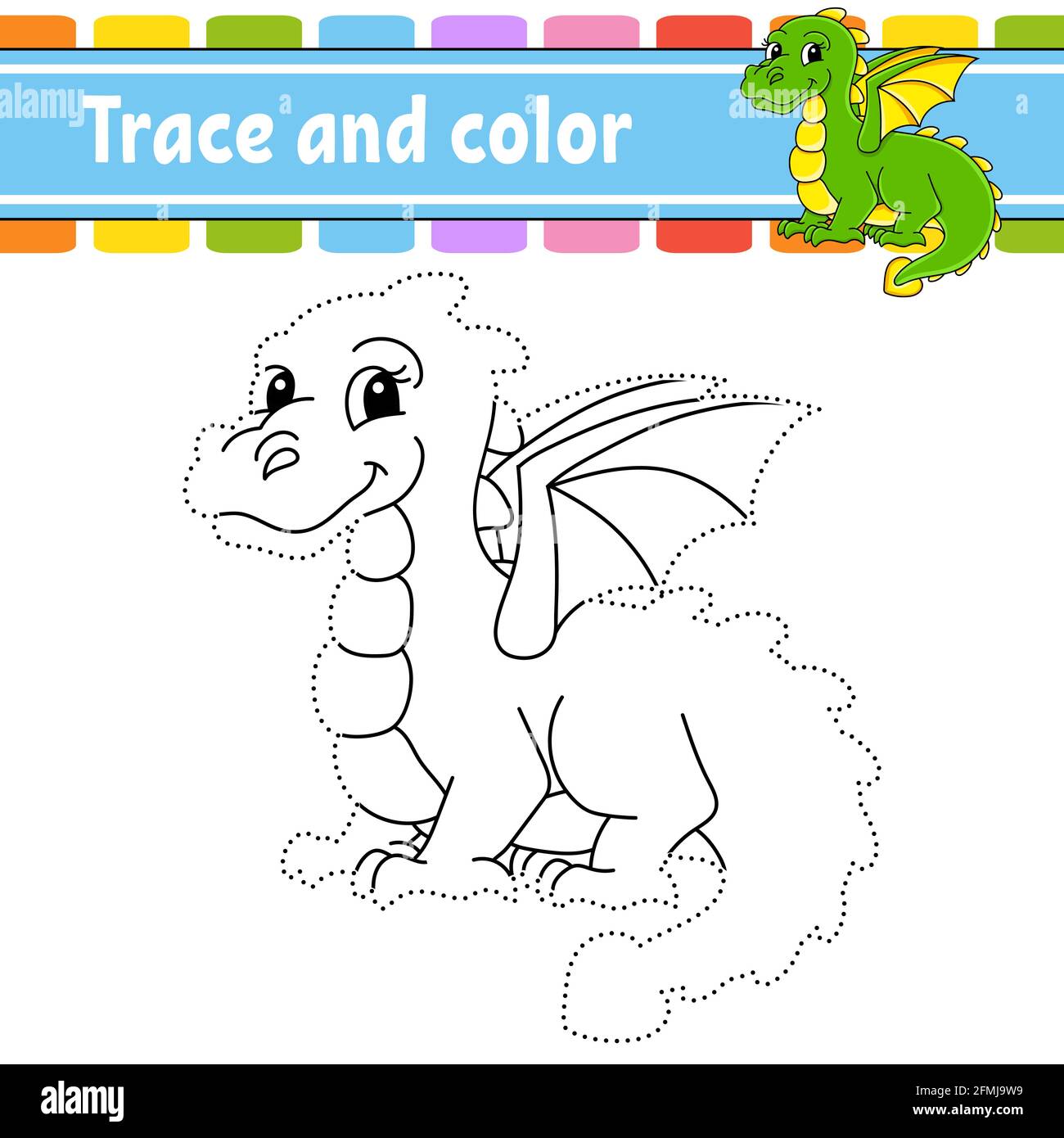Trace and color. Coloring page for kids. Handwriting practice ...