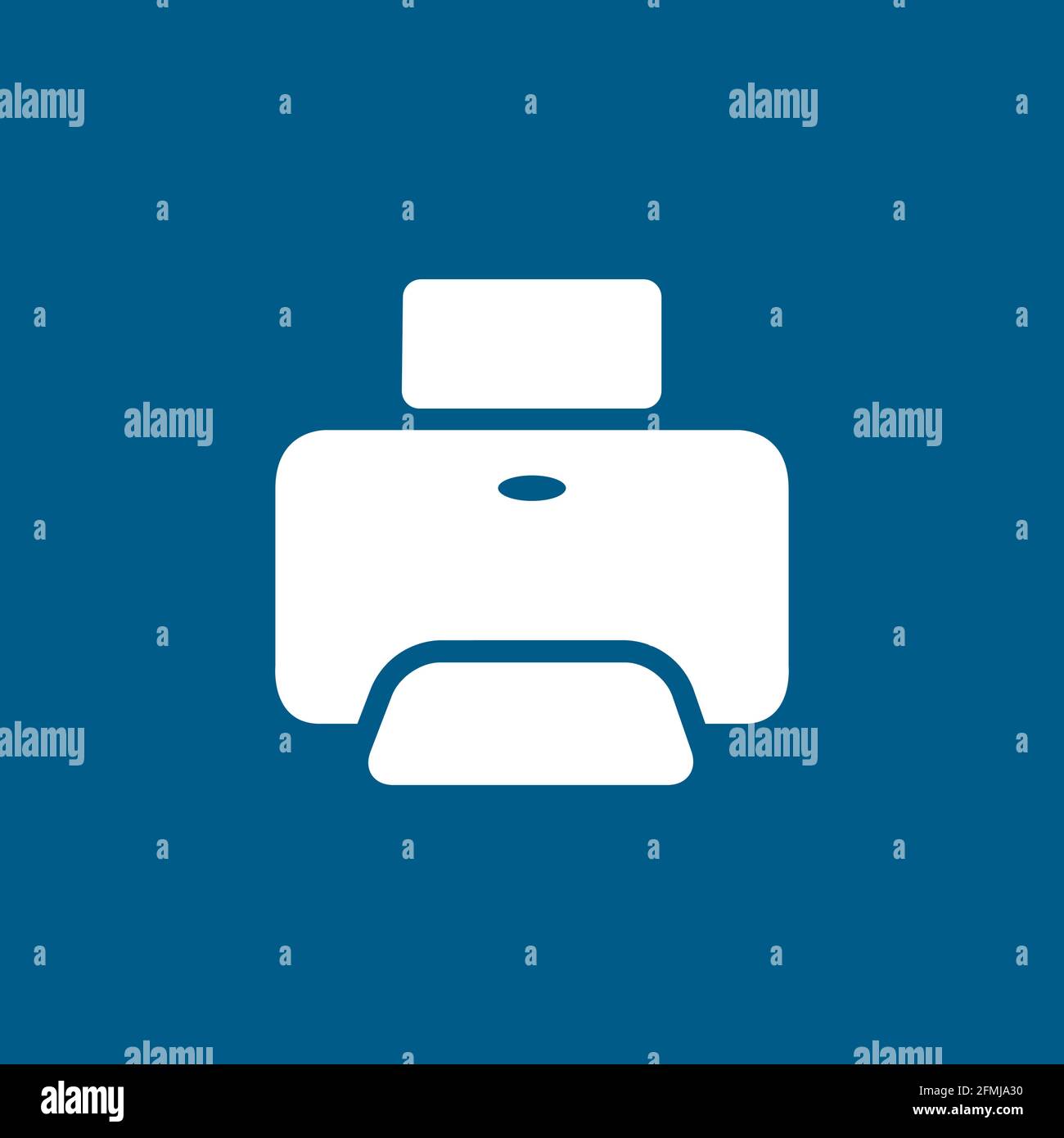 Printer Icon On Blue Background. Blue Flat Style Vector Illustration. Stock Vector