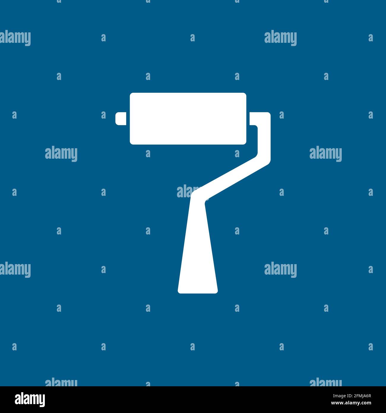 Roller Brush Icon On Blue Background. Blue Flat Style Vector Illustration. Stock Vector