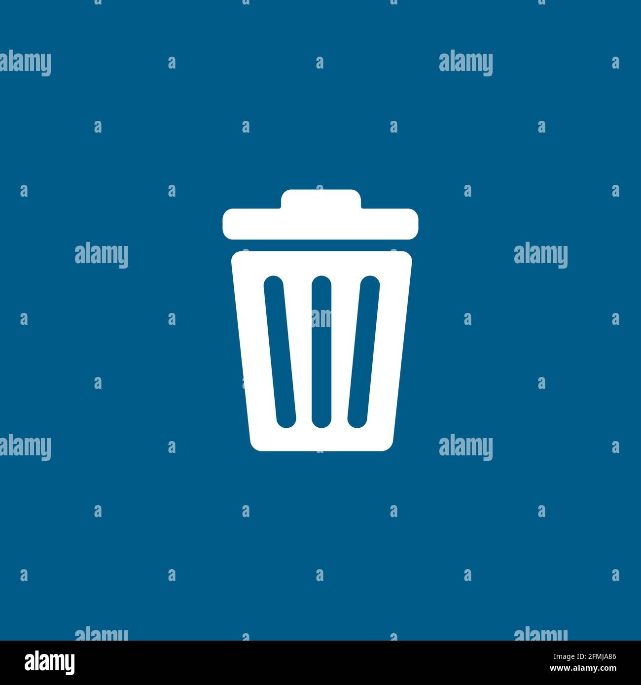 Recycle Bin Icon On Blue Background. Blue Flat Style Vector Illustration. Stock Vector