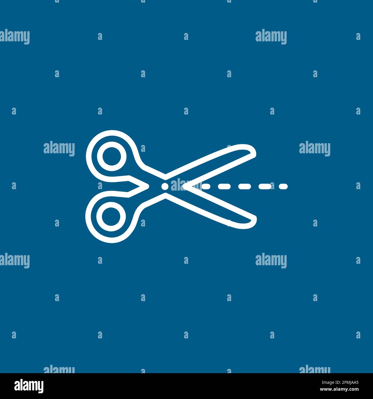 Scissor Line Icon On Blue Background. Blue Flat Style Vector