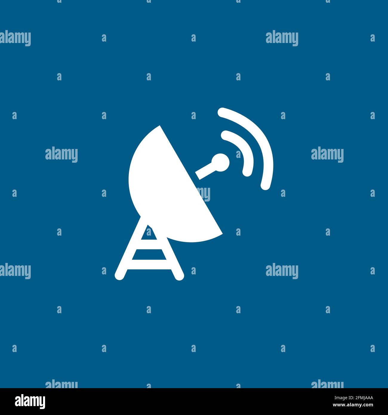 Satellite Dish Icon On Blue Background. Blue Flat Style Vector Illustration. Stock Vector
