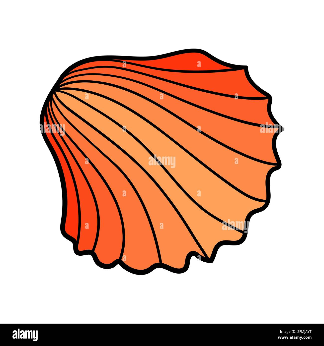 Hand-drawn scallop shell of engraved line. Design element for invitation, greeting cards, poster, banner, flyer and more. Vector colorful illustration Stock Vector