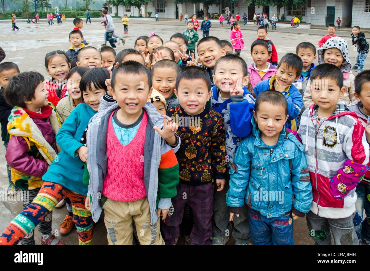 This rural school was severely hit by the 2008 Sichuan earthquake. Our school helped raise funds to help rebuild one of the buildings. Stock Photo