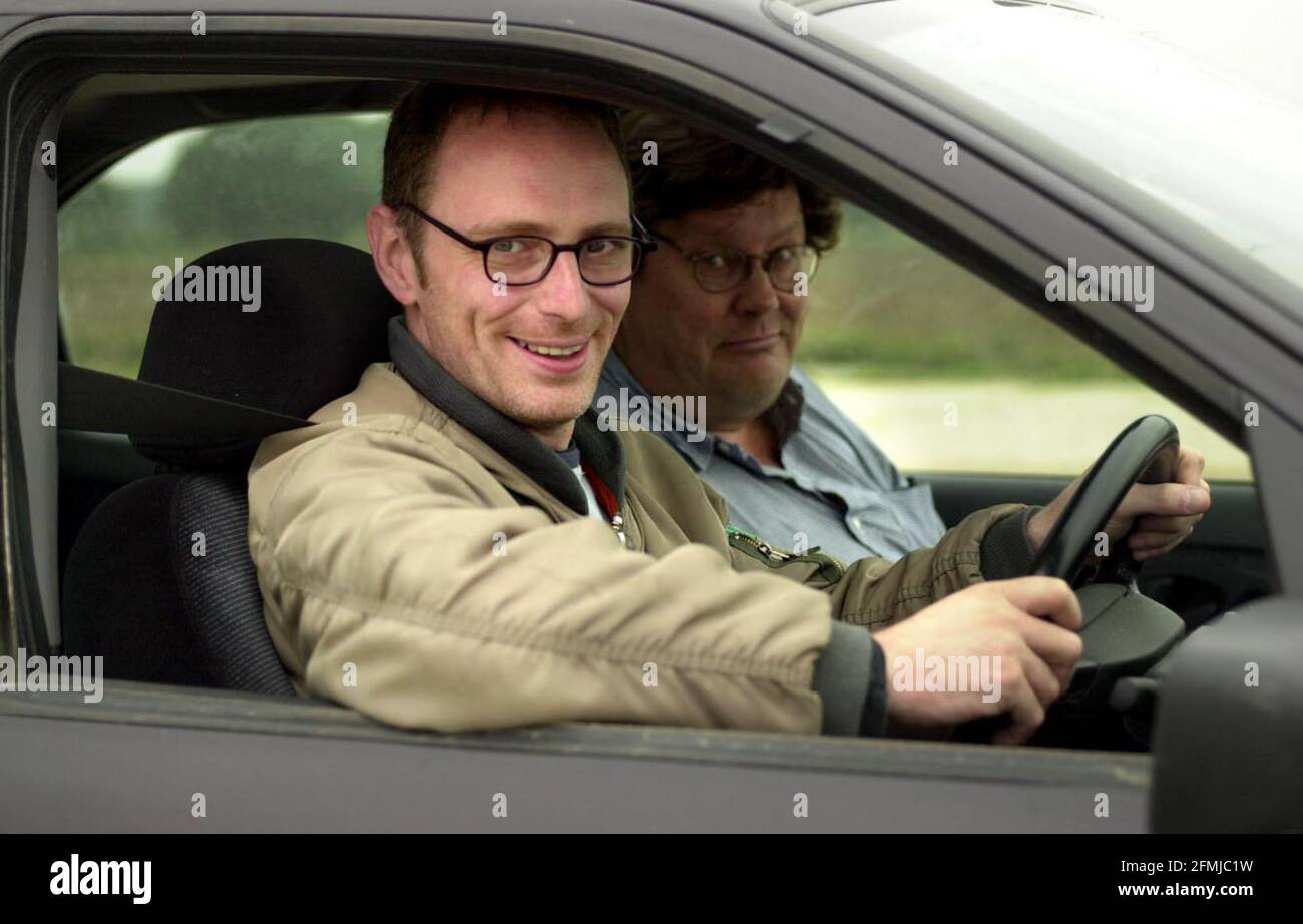FOR ANDY IOS Reporter Ian miller is shown how to be a rally driver on Oakley Airfield by Penny Aricular. 17.9.01    Pic:JOHN VOOS Stock Photo