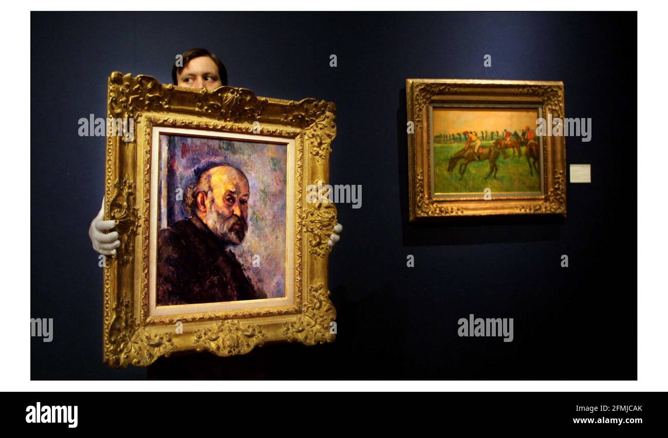 Rare Paul Cezanne self portrait, "Portrait de Paul Cezanne, circa 1895, valued at $15-20 million to be sold at Christies New York on the 7th May 2003. preview viewing at Christies, King st, London. pic David Sandison 4/4/2003 Stock Photo