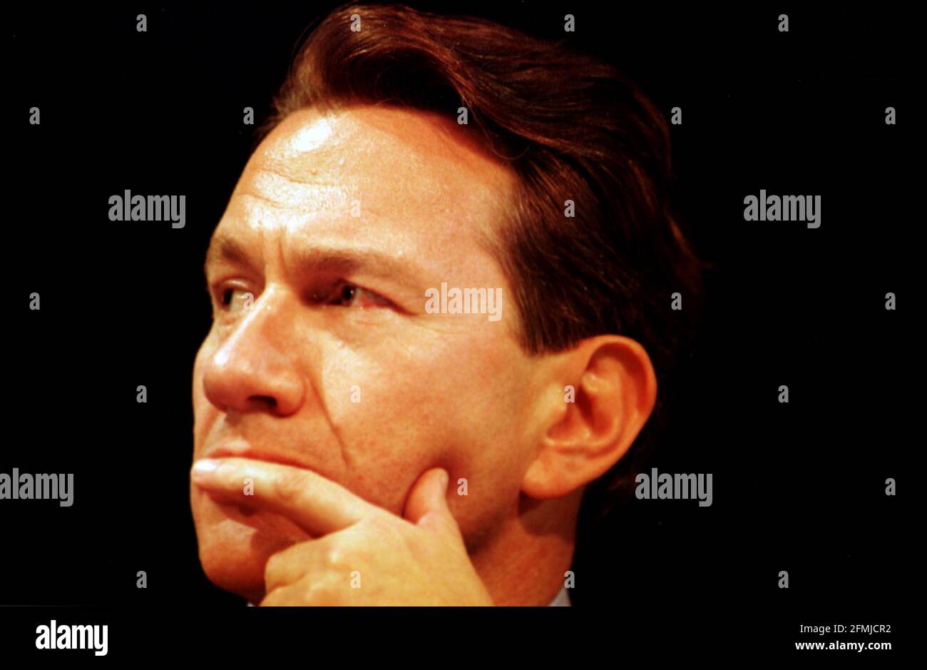 Michael Portillo looking very serious at the Conservative Party Conference 1997. Stock Photo