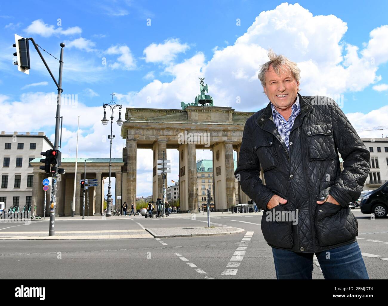 03 may 2021 berlin berlin based singer bernhard brink stands in front of the brandenburg gate during a walk his new album lieben und leben will be released shortly before his 50th stage