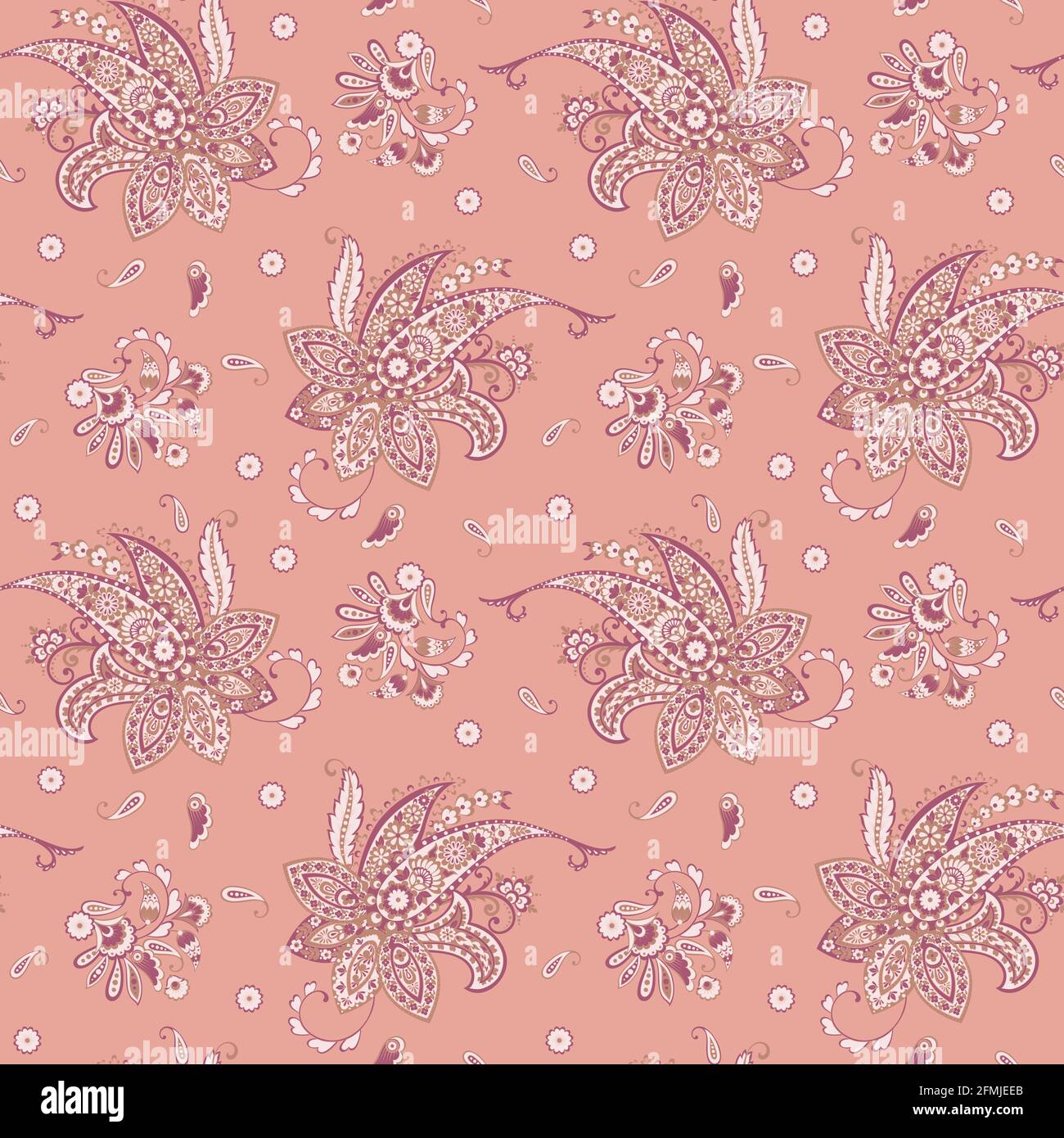 Paisley seamless pattern with flowers in indian style Stock Vector ...