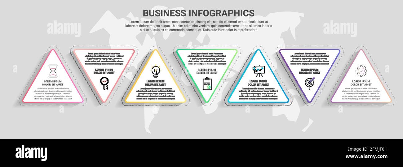 Vector infographics from triangles. 7 step timeline concept for chart ...