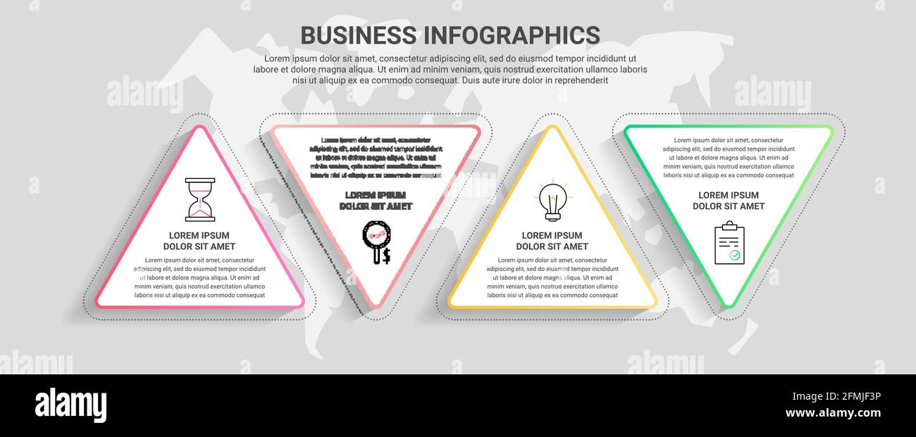 Vector infographics from triangles. 4 step timeline concept for chart, data, website, diagram, presentations and business. Stock Vector