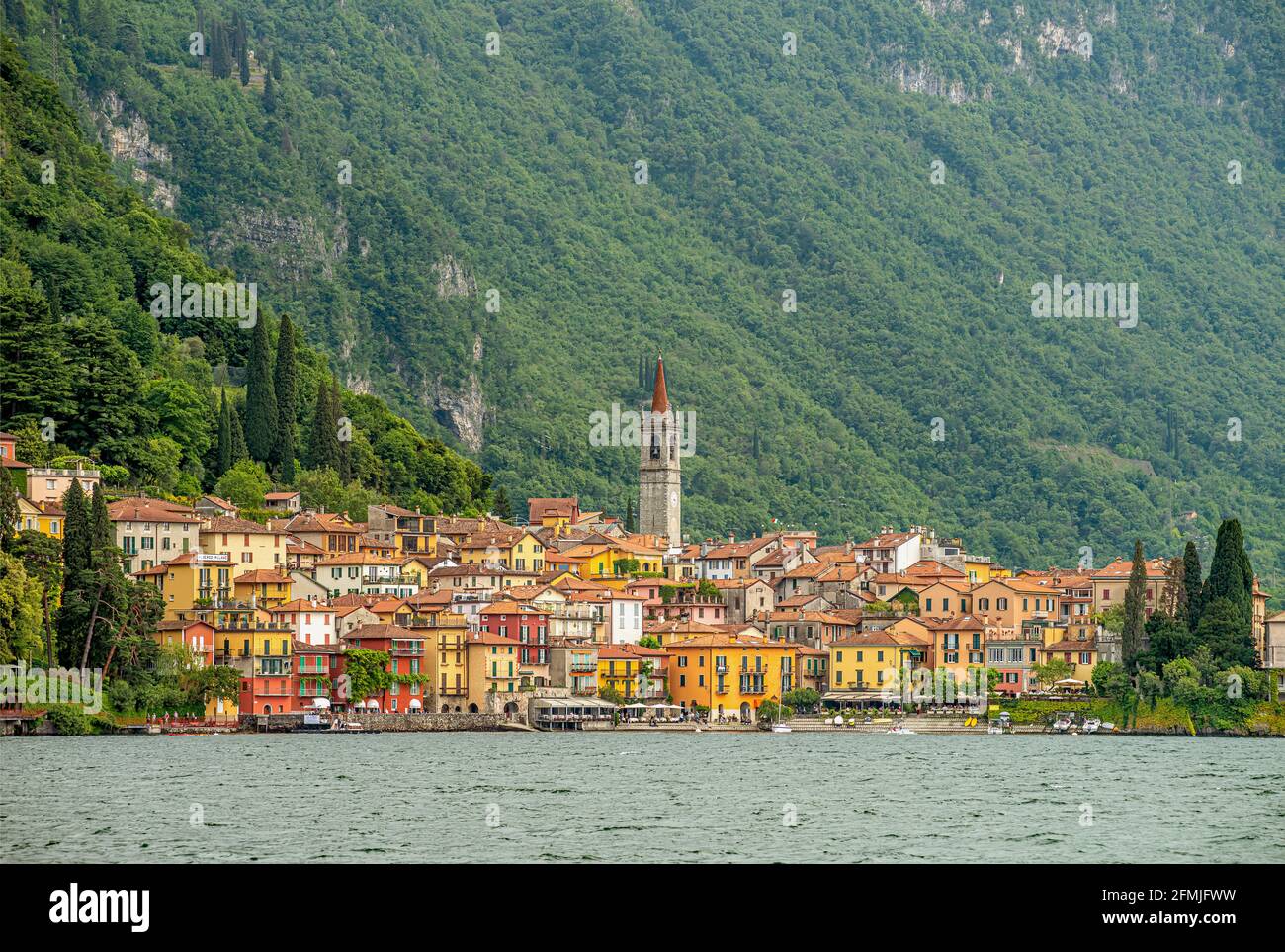 View at  Varenna at Lake Como seen from the lakeside, Lombardy, Italy Stock Photo