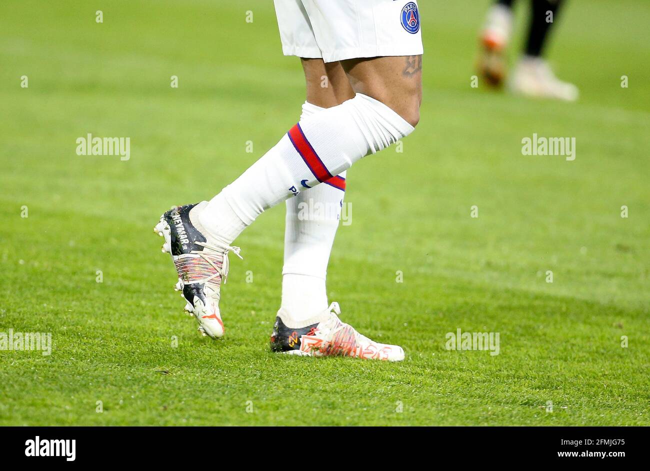 Puma boots of Neymar Jr of PSG during the French championship Ligue 1  football match between Stade Rennais and Paris Saint-Germain on May 9, 2021  at Roazhon Park in Rennes, France -