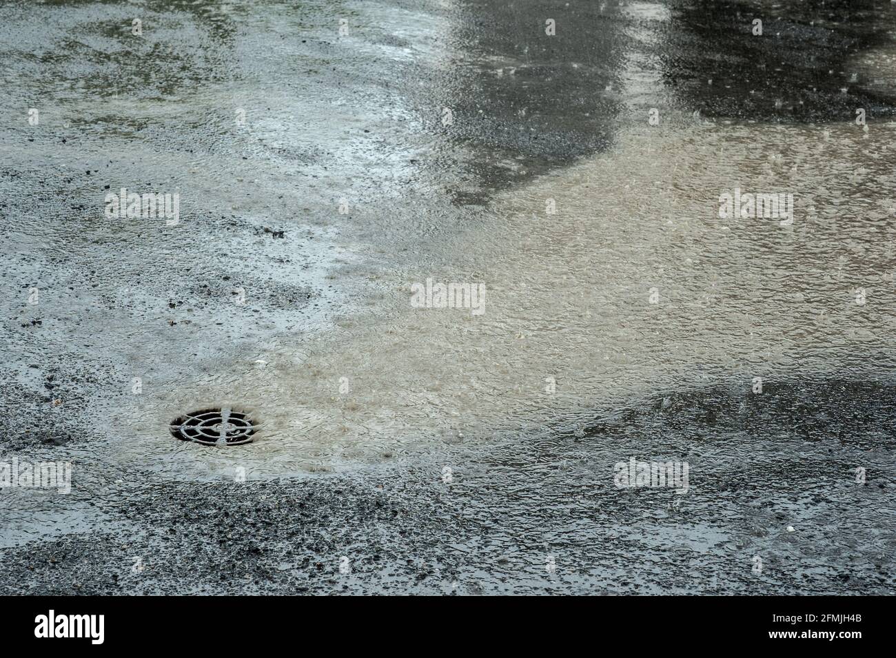 Heavy rain, storm drain Stock Photo Alamy