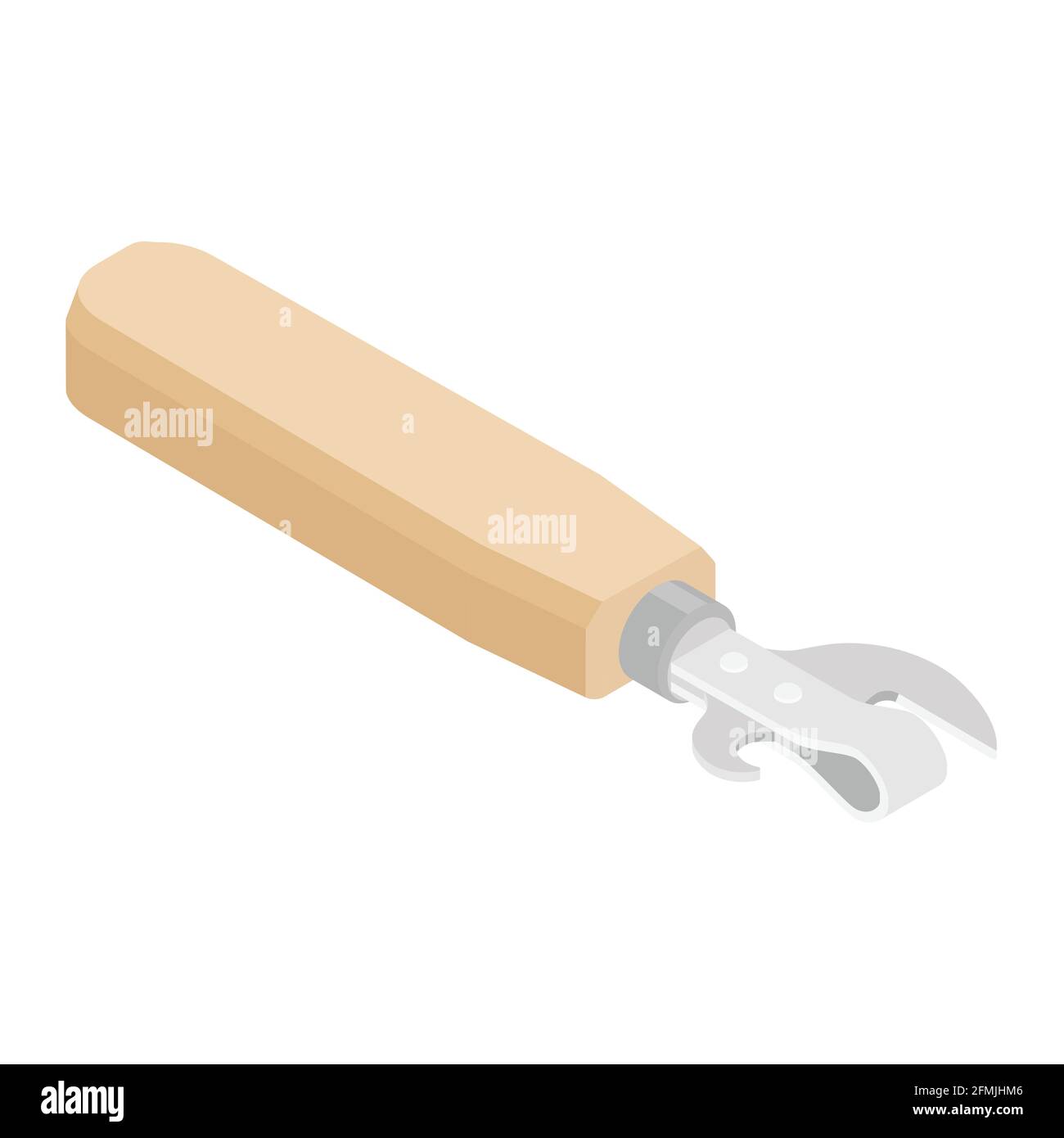 Classic shape can opener isolated on white background. Kitchen appliances. Vector. Isometric view Stock Vector
