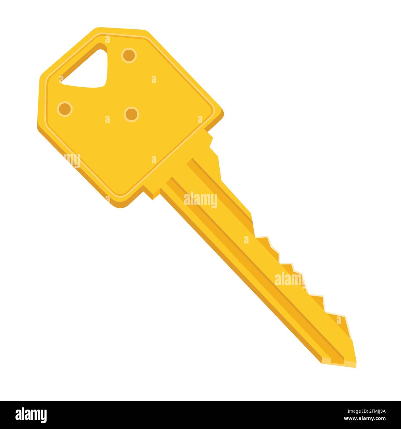Golden door key isolated on white background. Vector Stock Vector Image