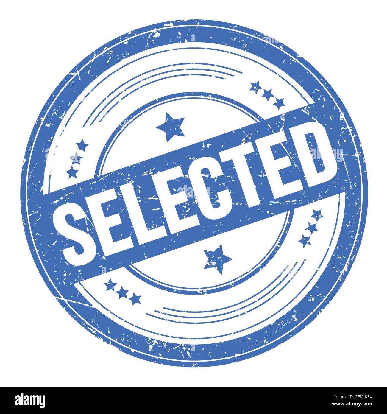 SELECTED text on blue round grungy texture stamp Stock Photo - Alamy