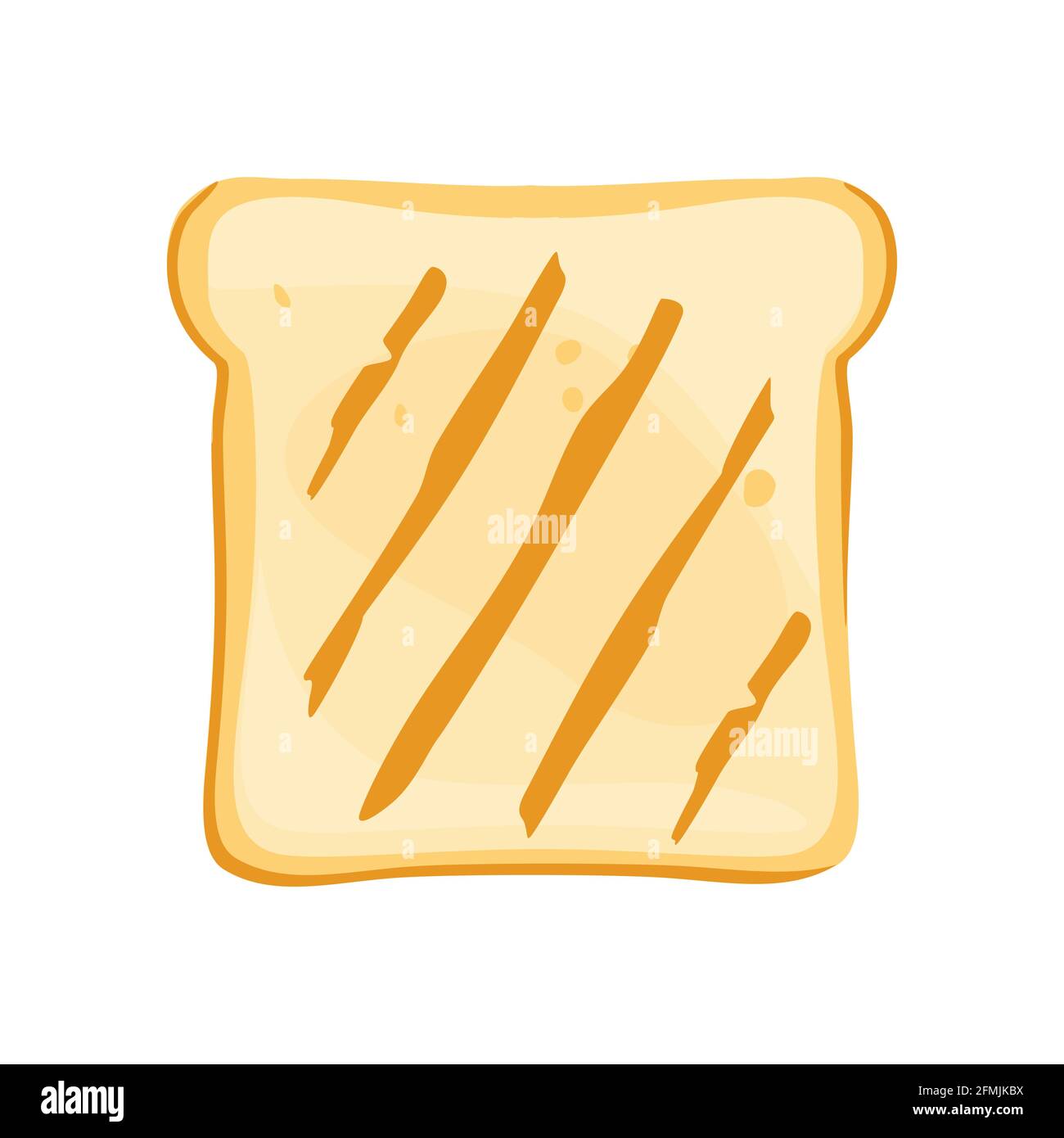 Sliced toast bread isolated on white. Toast top view. Single slice of lightly toasted white bread. Vector Stock Vector