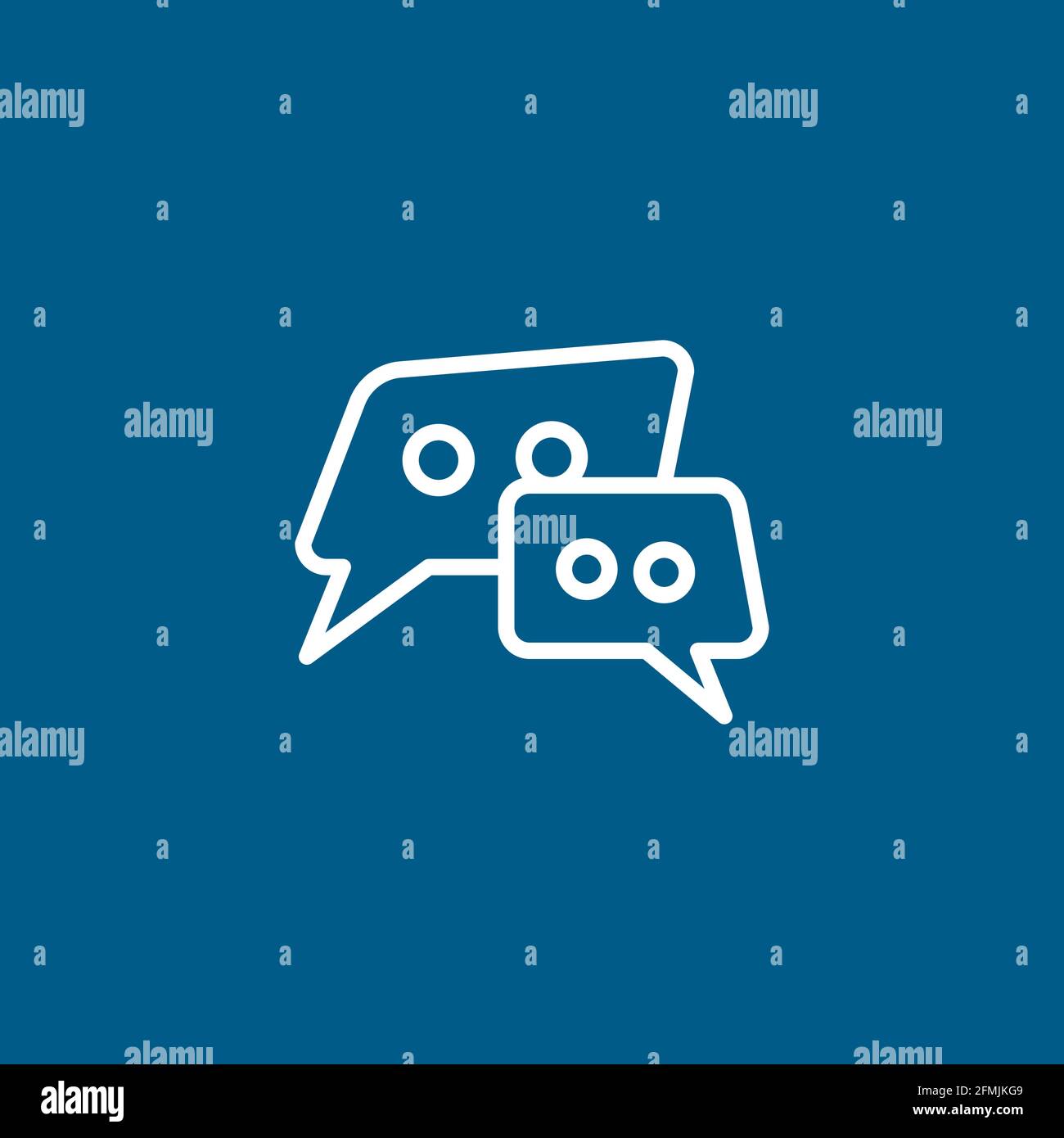 Speech Bubble Line Icon On Blue Background. Blue Flat Style Vector ...