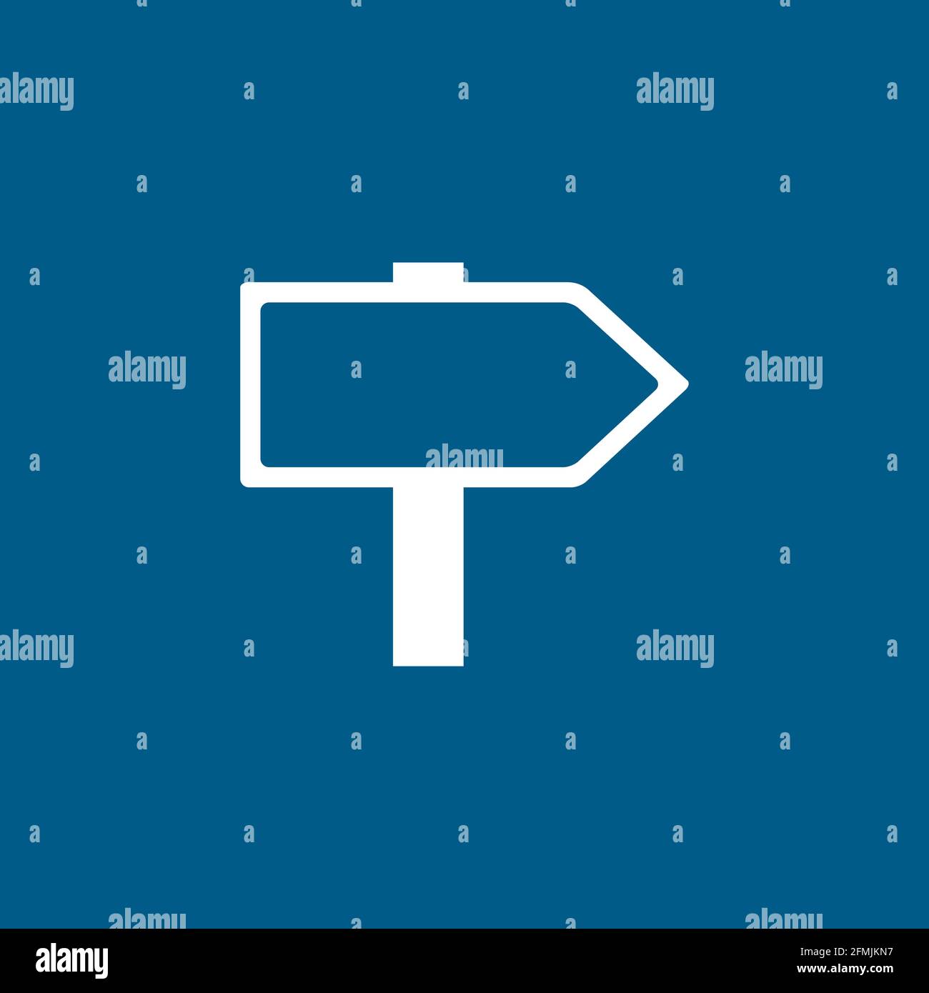Signpost Icon On Blue Background. Blue Flat Style Vector Illustration. Stock Vector